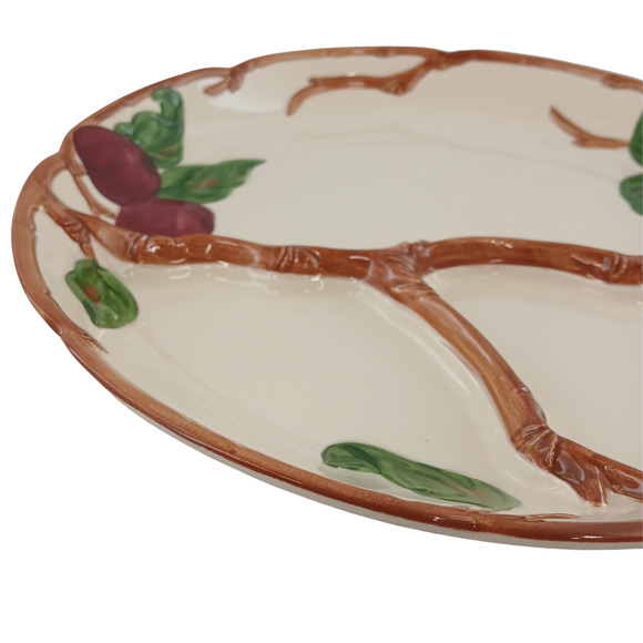 Franciscan Apple Divided Grill Dinner Plate ~ 11" Hand-Painted Ceramic Dish USA - Picture 2 of 15
